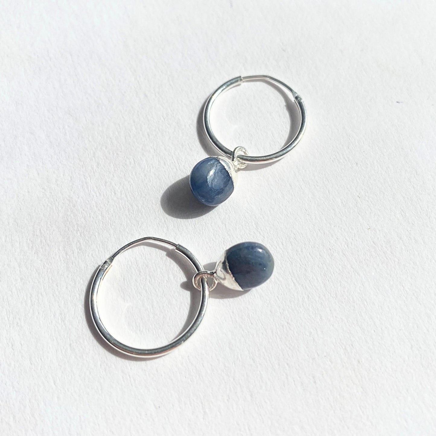 Sapphire Tiny Tumbled Hoop Earrings | Optimism (Silver)