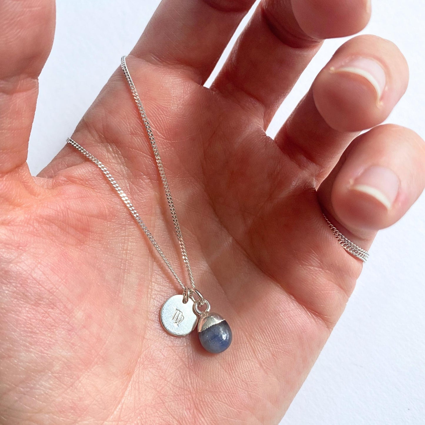 Sapphire Tiny Tumbled Necklace | Optimism (Silver)