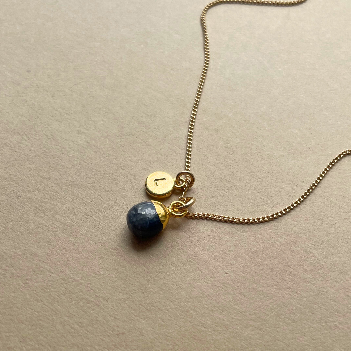 Sapphire Tiny Tumbled Necklace | Optimism (Gold Plated)