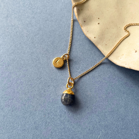Sapphire Tiny Tumbled Necklace | Optimism (Gold Plated)
