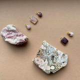 Mother of Pearl Strand Necklace with Rose Quartz Gem Slice | Love & Calming (Gold)