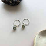 Labradorite Tiny Tumbled Hoop Earrings | Adventure (Silver)