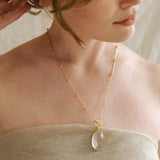 Quartz Large Dome on Bone Chain Necklace | Clarity (Gold Plated)