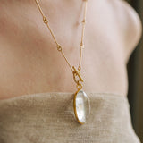 Quartz Large Dome on Bone Chain Necklace | Clarity (Gold Plated)