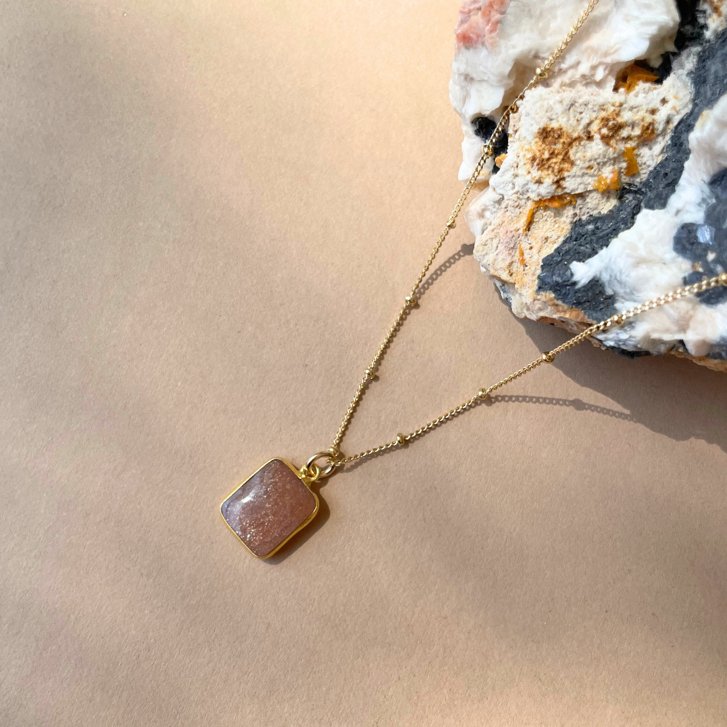 SS25 Gem Slice Necklace | Yellow Aventurine, Sunstone, Green & Pink Chalcedony (Gold Plated)