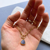 Tanzanite Carved Necklace | Positivity (Gold Plated)