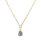 Tanzanite Carved Necklace | Positivity (Gold Plated)