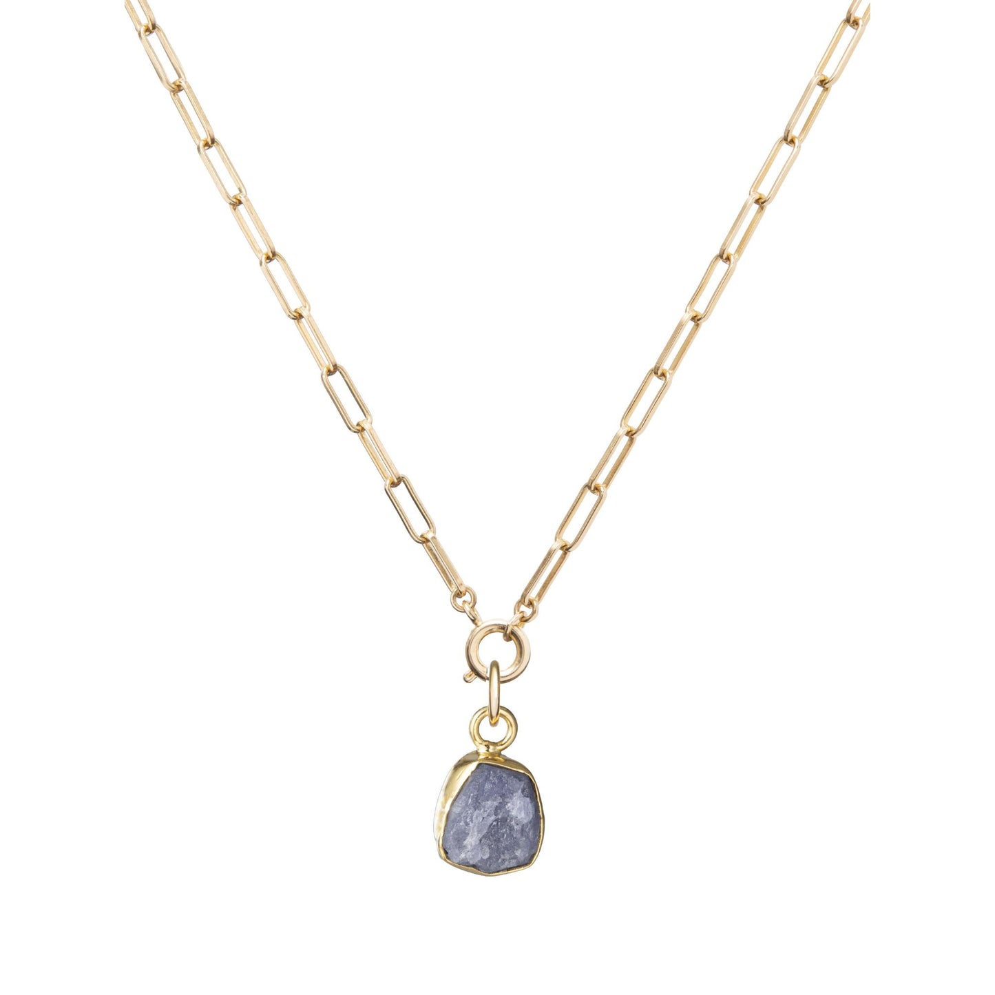 Tanzanite Carved Chunky Chain Necklace | Positivity (Gold Plated)