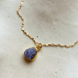 Tanzanite Carved Necklace | Positivity (Gold Plated)