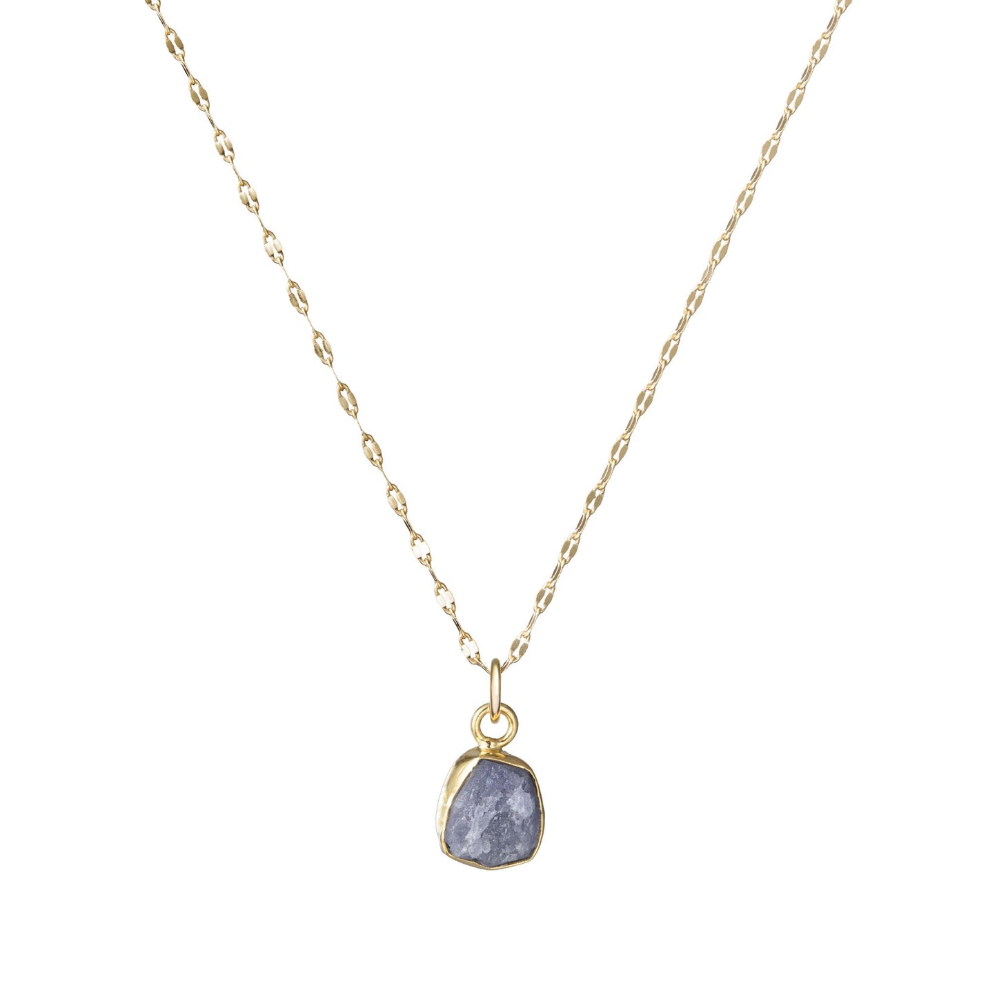 Tanzanite Carved Vintage Chain Necklace | Positivity (Gold Plated)