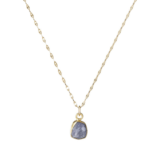 Tanzanite Carved Vintage Chain Necklace | Positivity (Gold Plated)
