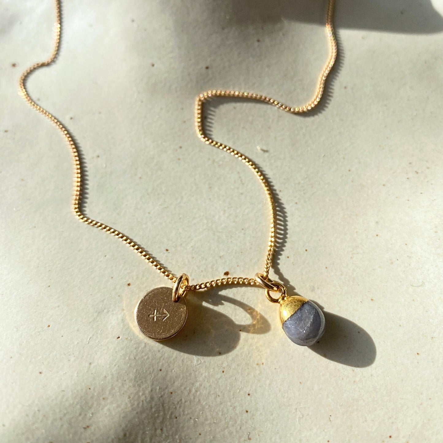 Tanzanite Tiny Tumbled Necklace | Positivity (Gold Plated)