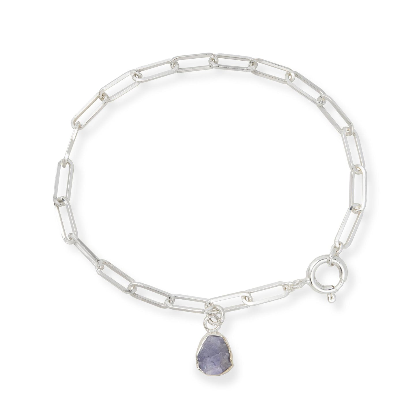 Tanzanite Carved Chunky Chain Bracelet | Positivity (Sterling Silver)