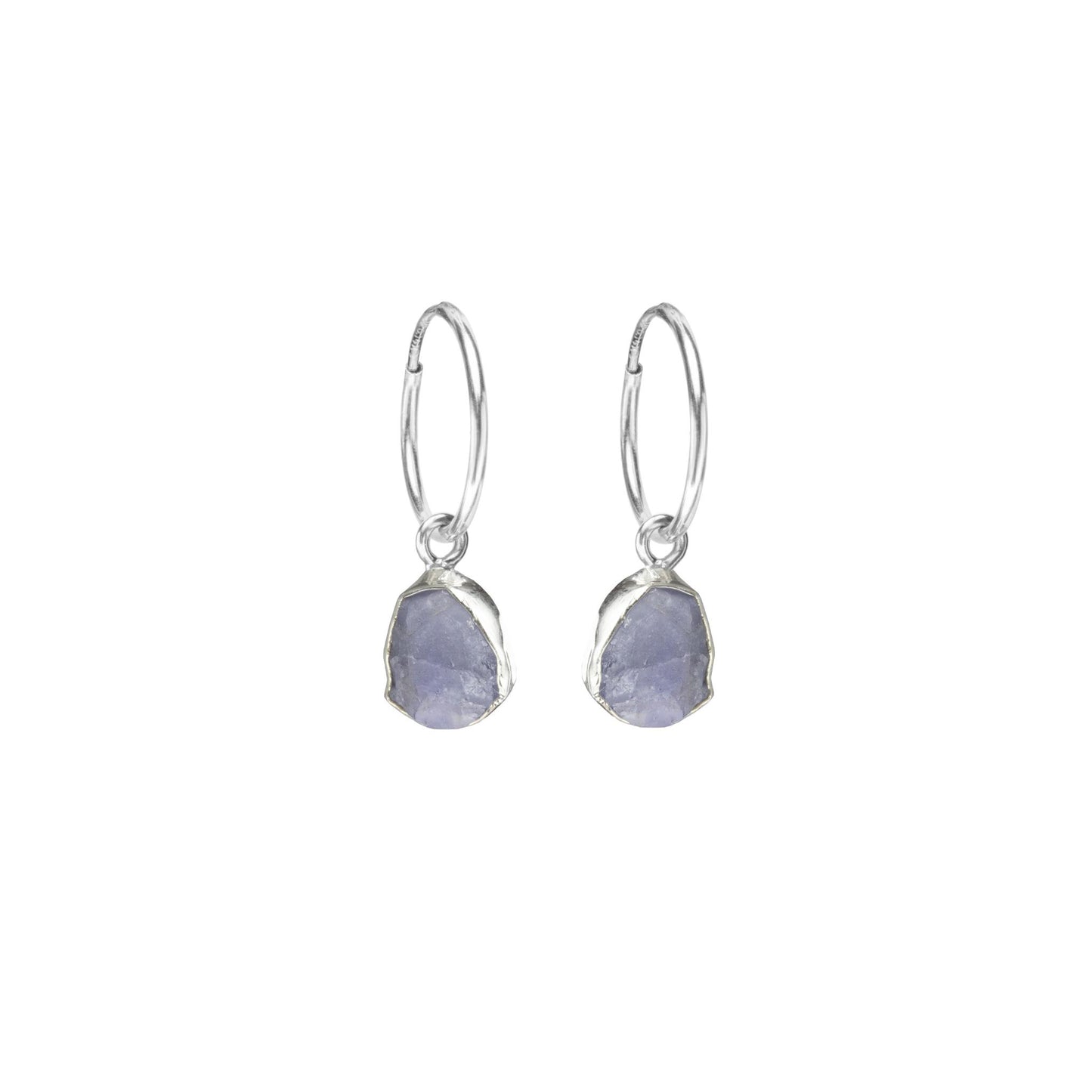 Tanzanite Carved Hoop Earrings | Positivity (Sterling Silver)