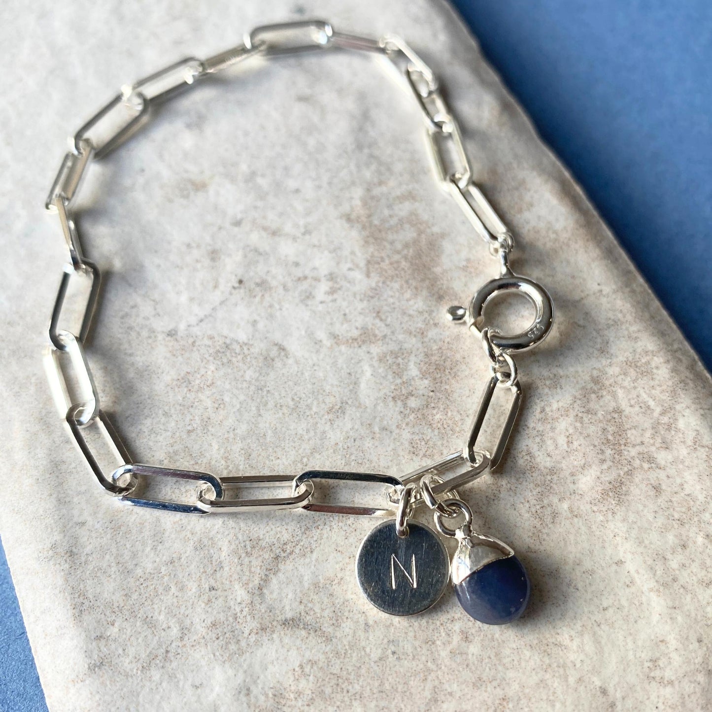 Tanzanite Tiny Tumbled Chunky Chain Bracelet | Optimism (Silver)