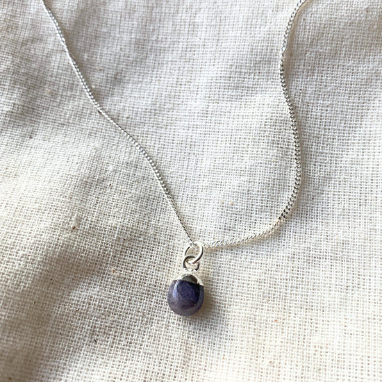 Tanzanite Tiny Tumbled Necklace | Positivity (Silver)