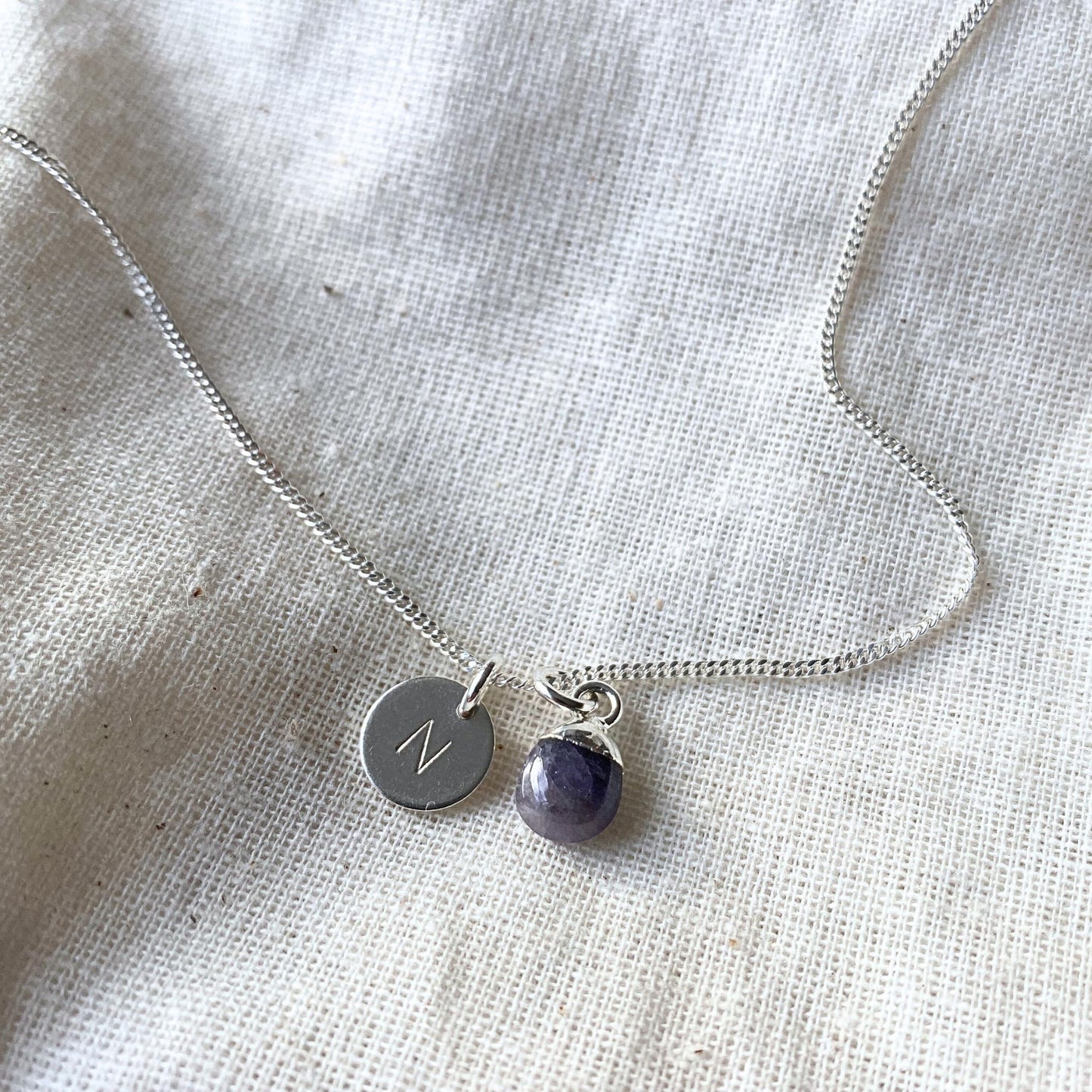 Tanzanite Tiny Tumbled Necklace | Positivity (Silver)