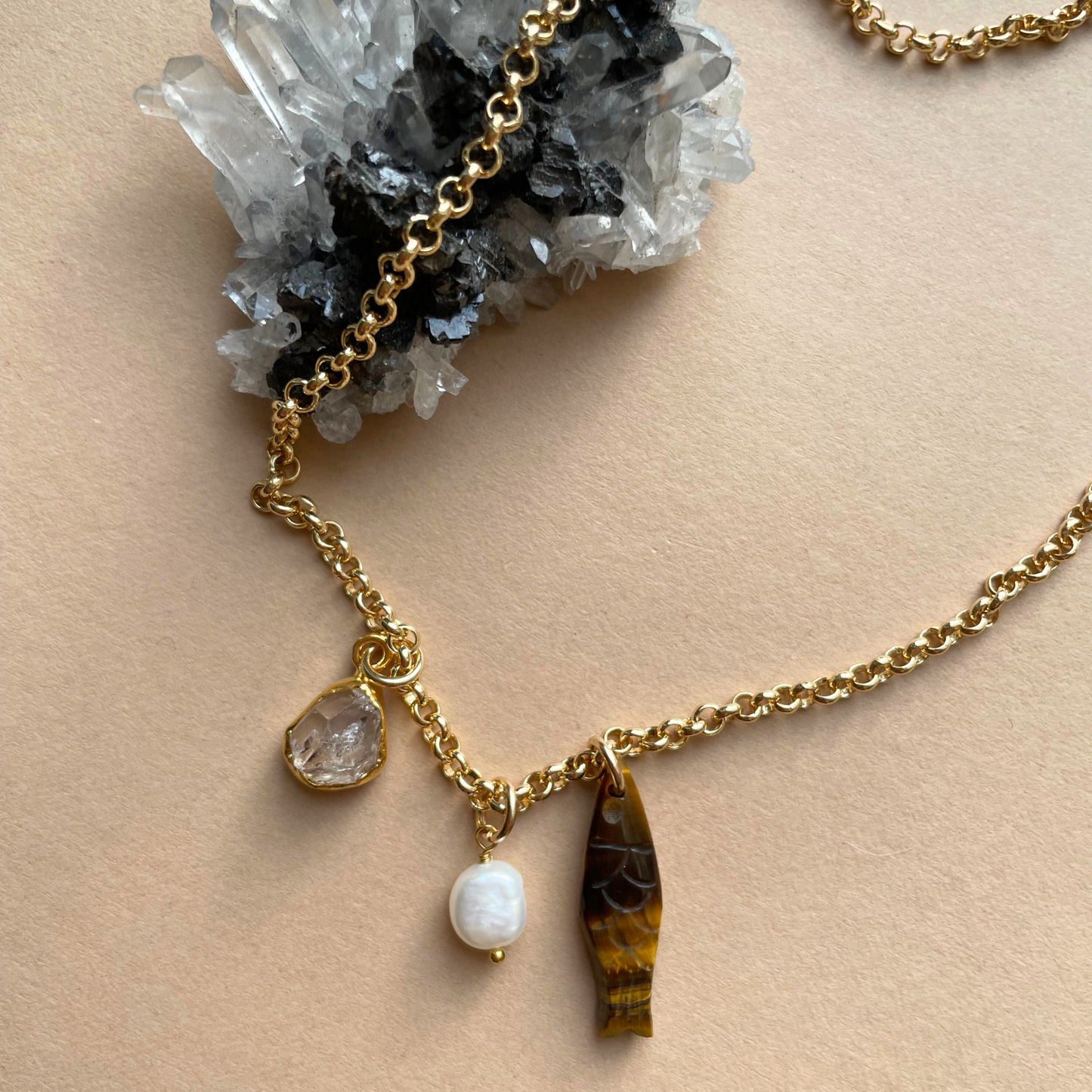 Good Fortune Fish Triple Necklace | Tiger Eye