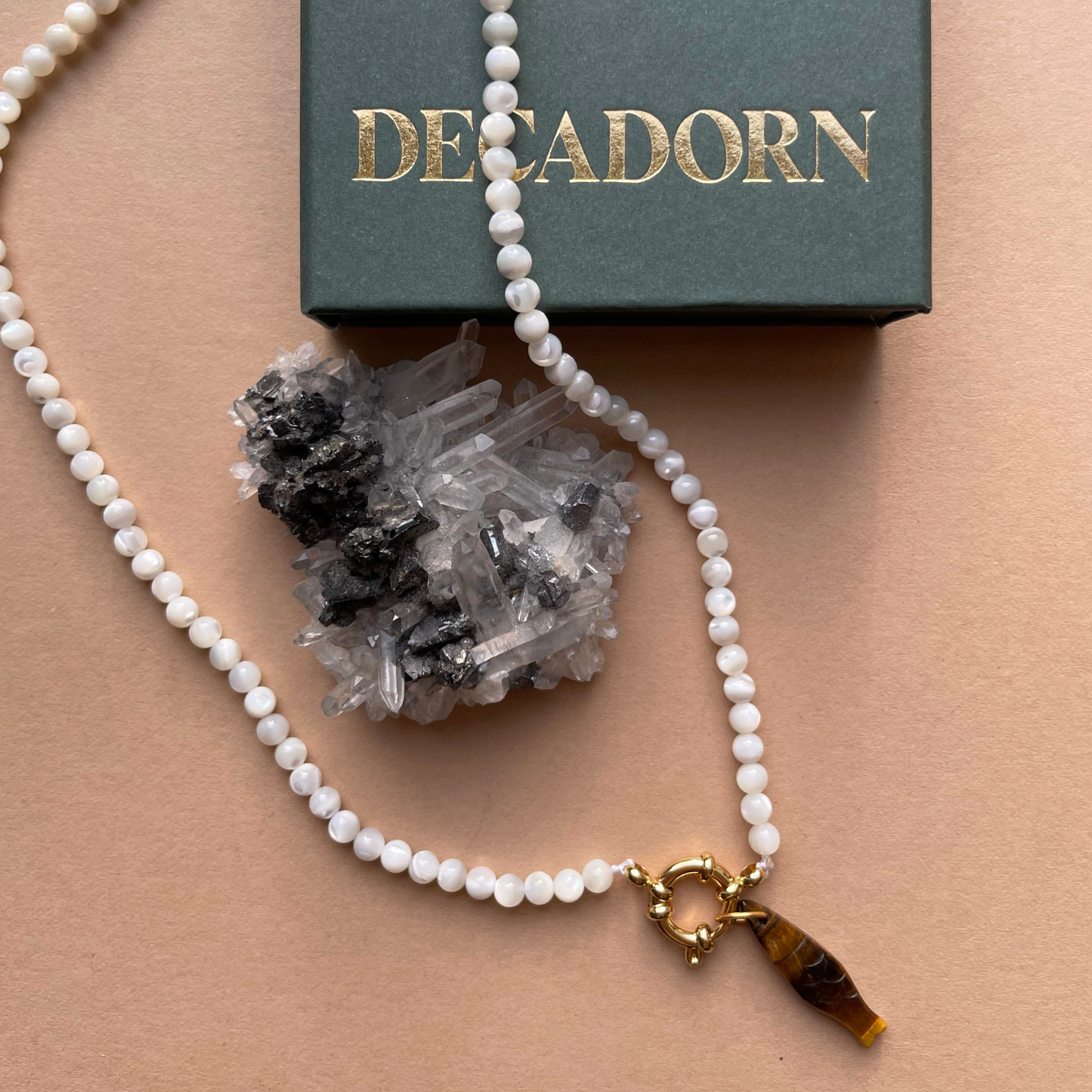 The Prosperity Tiger Eye Fish & Pearl Necklace