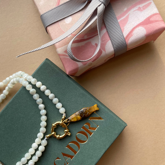 The Prosperity Tiger Eye Fish & Pearl Necklace