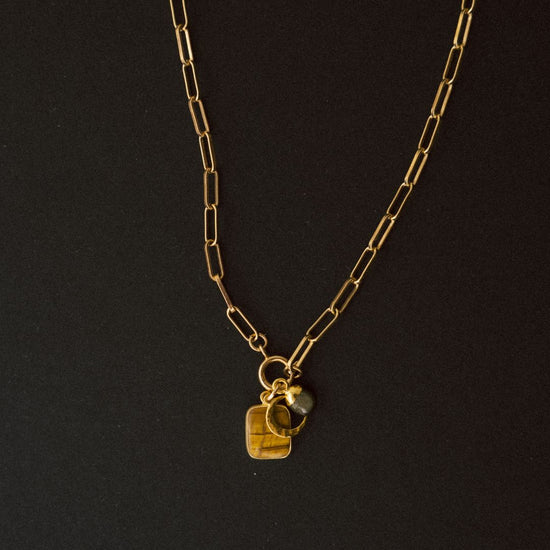 Special Edition Tiger Eye Gem Slice Triple Necklace | Courage (Gold)
