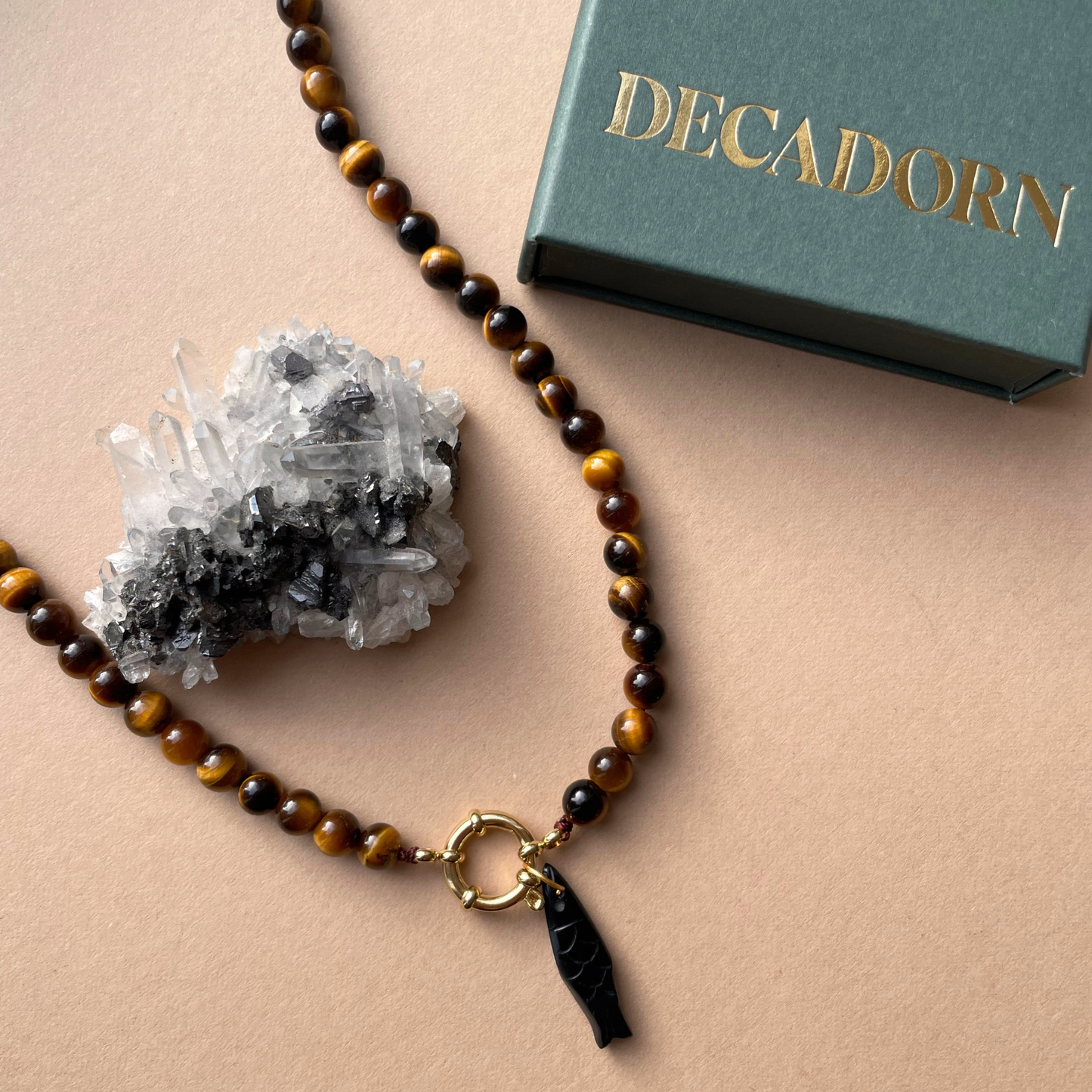 The Prosperity Black Onyx Fish & Tiger Eye Necklace