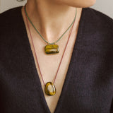 Pebble Stone Cord Necklace (Gold)