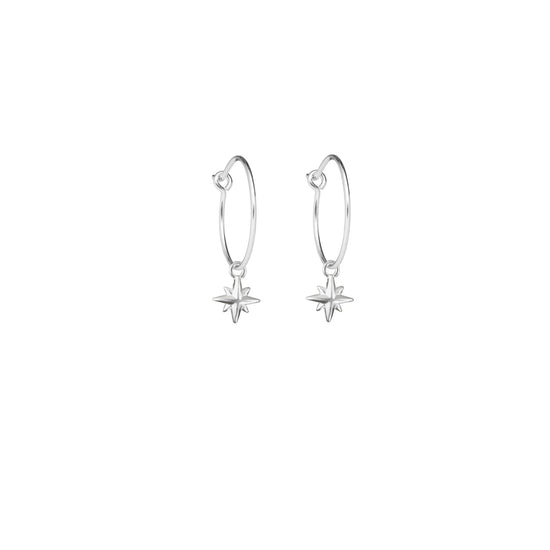 Celestial Charm Hoop Earrings (Sterling Silver)