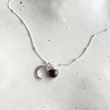 Choose Your Own | Tumbled Gemstone & Moon Necklace (Silver)