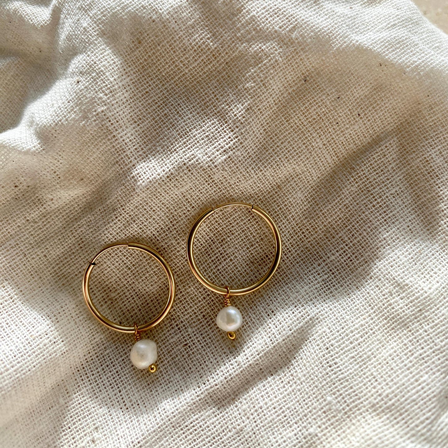 Tiny Freshwater Pearl Hoop Earrings | Calm (Gold Fill or Silver)