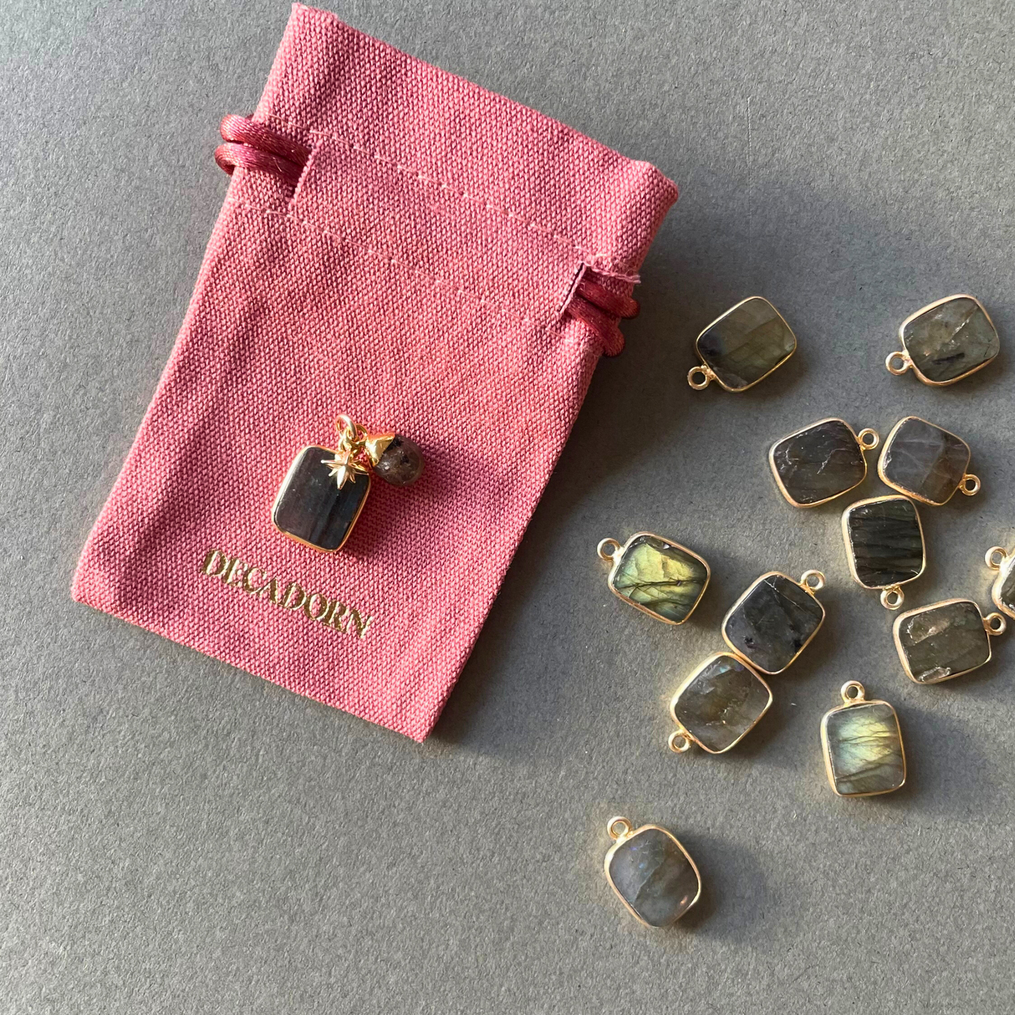 Imperfect Gem Slice Triple Pendants | Labradorite (Gold Plated or Sterling Silver)
