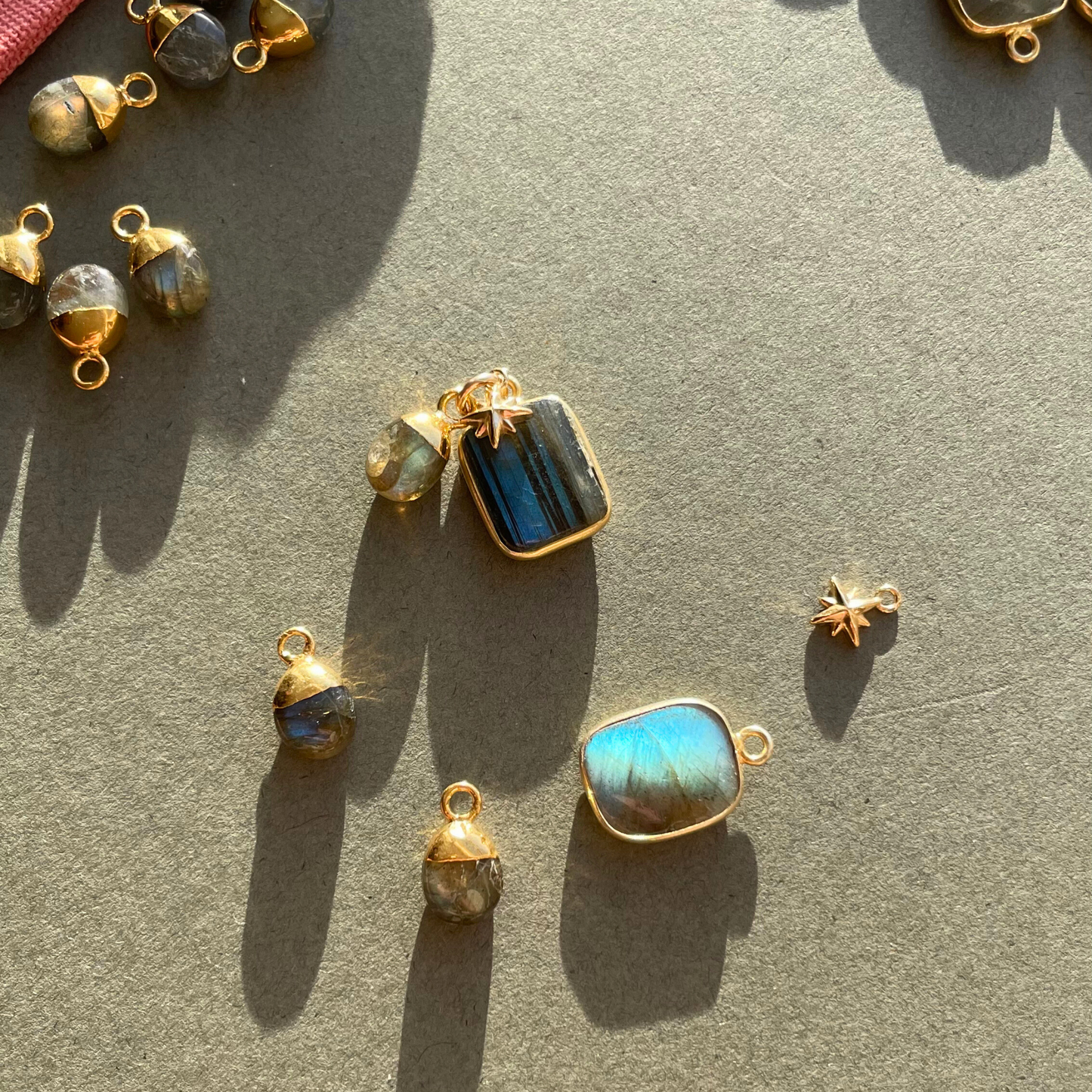 Imperfect Gem Slice Triple Pendants | Labradorite (Gold Plated or Sterling Silver)