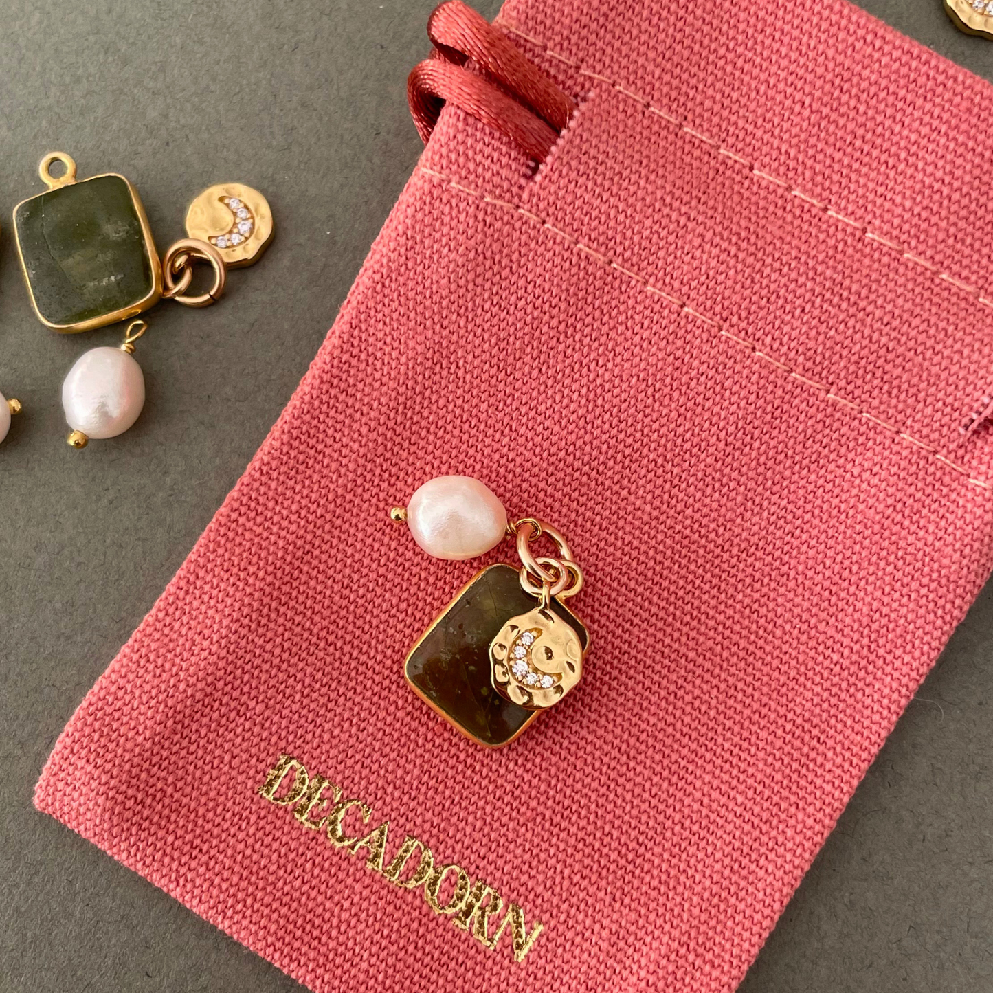 Imperfect Gem Slice Triple Pendants | Peridot (Gold Plated)