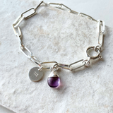 Amethyst Tiny Tumbled Chunky Chain Bracelet | Calming (Silver)