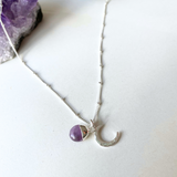 Choose Your Own | Tumbled Gemstone & Moon Necklace (Silver)