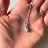 Aquamarine Tiny Tumbled Necklace | Serenity (Silver)
