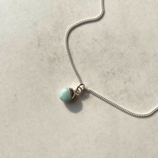 Aquamarine Tiny Tumbled Necklace | Serenity (Silver)