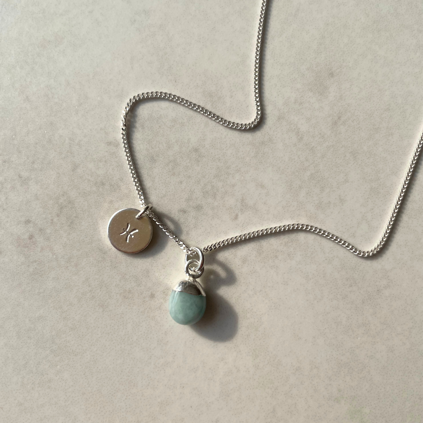 Aquamarine Tiny Tumbled Necklace | Serenity (Silver)