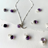 Amethyst Tumbled & Moon Necklace | Calming (Silver)