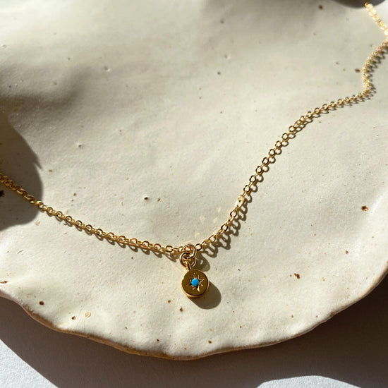 Turquoise Guiding Star Birthstone Necklace | December (Gold Plated)