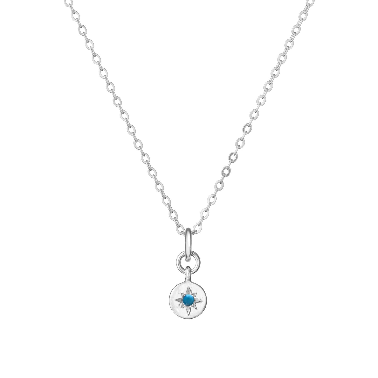 Turquoise Guiding Star Birthstone Necklace | December (Sterling Silver)