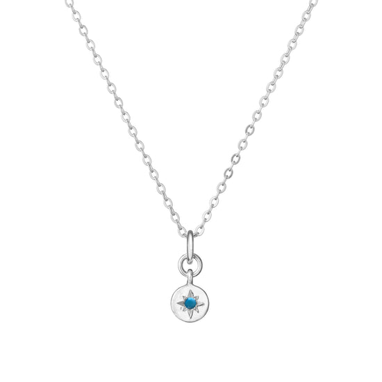 Turquoise Guiding Star Birthstone Necklace | December (Sterling Silver)