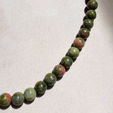 Unakite Earthstone Strand Necklace (Silver)