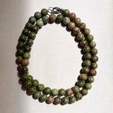 Unakite Earthstone Strand Necklace (Silver)