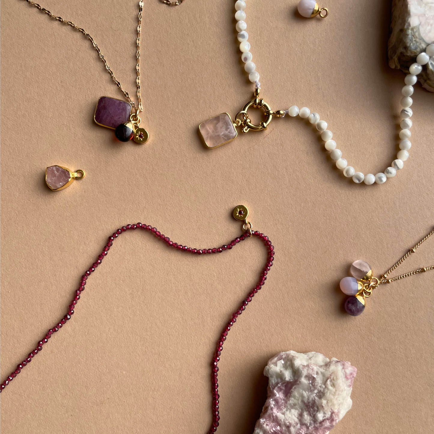 Garnet Strand Necklace | Truth & Protection (Gold)