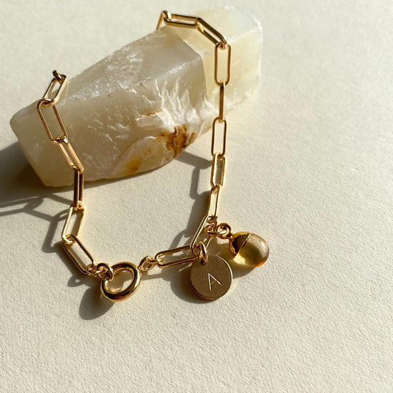 Citrine Tiny Tumbled Chunky Chain Bracelet | Success (Gold Plated)