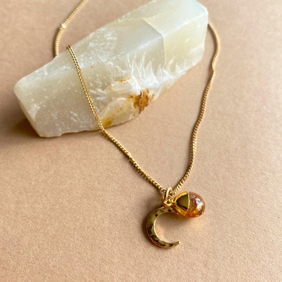 Citrine & Moon Necklace | Success (Gold Plated)