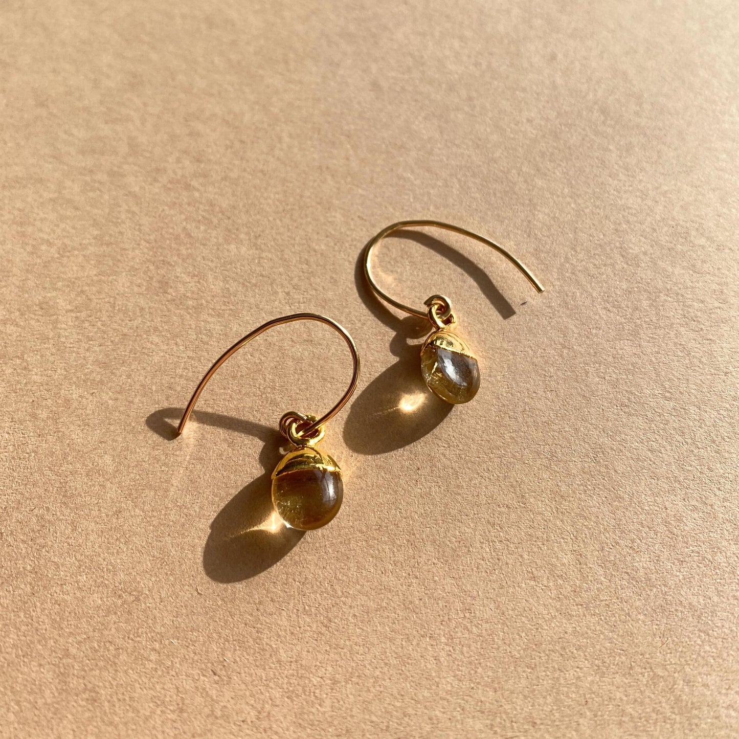 Citrine Tiny Tumbled Ear Wire Earrings | Success (Gold Fill)