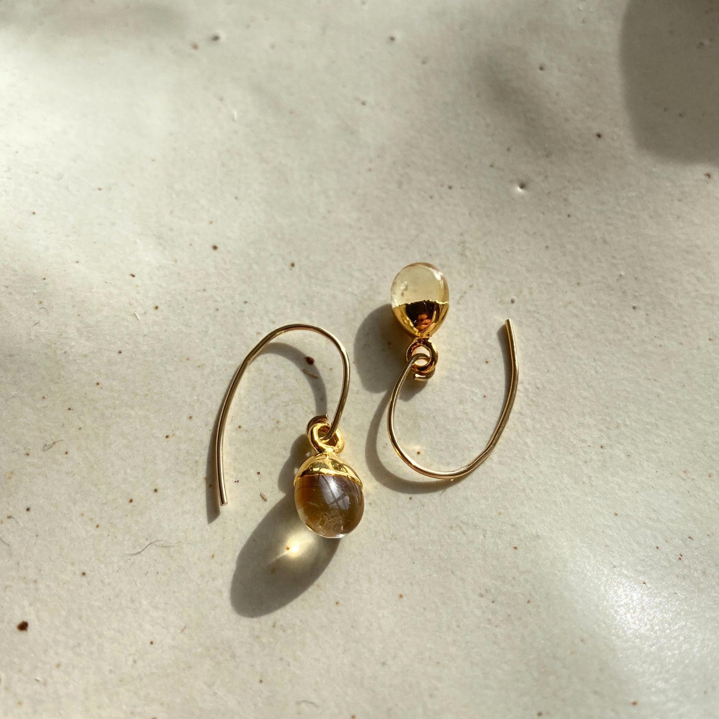 Citrine Tiny Tumbled Ear Wire Earrings | Success (Gold Fill)