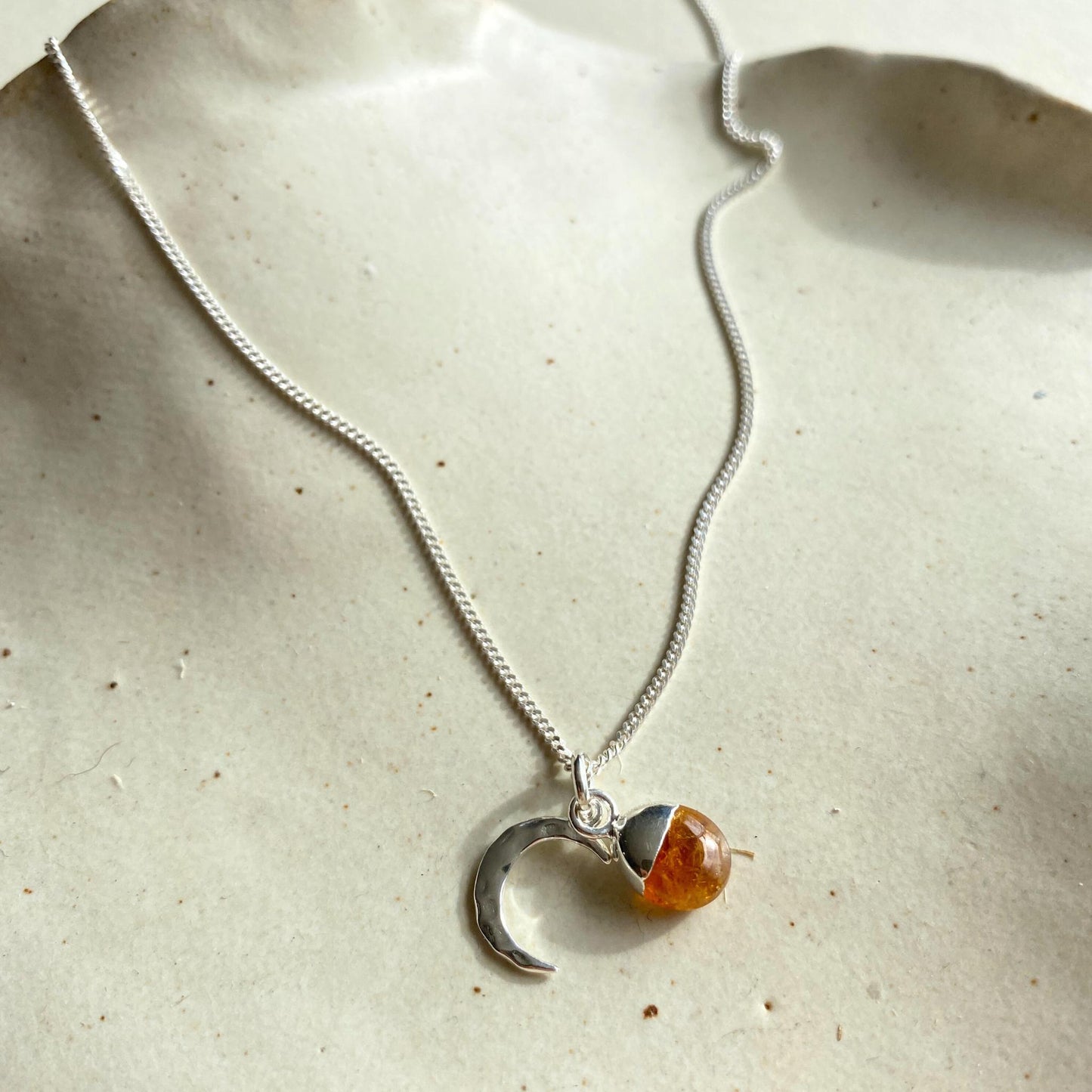 Citrine & Moon Necklace | Success (Silver)